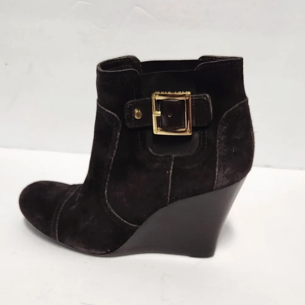 Tory Burch Adrienne Suede Wedge Ankle Booties in Brown